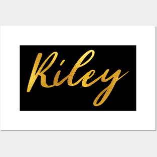 Riley Name Hand Lettering in Faux Gold Letters Posters and Art